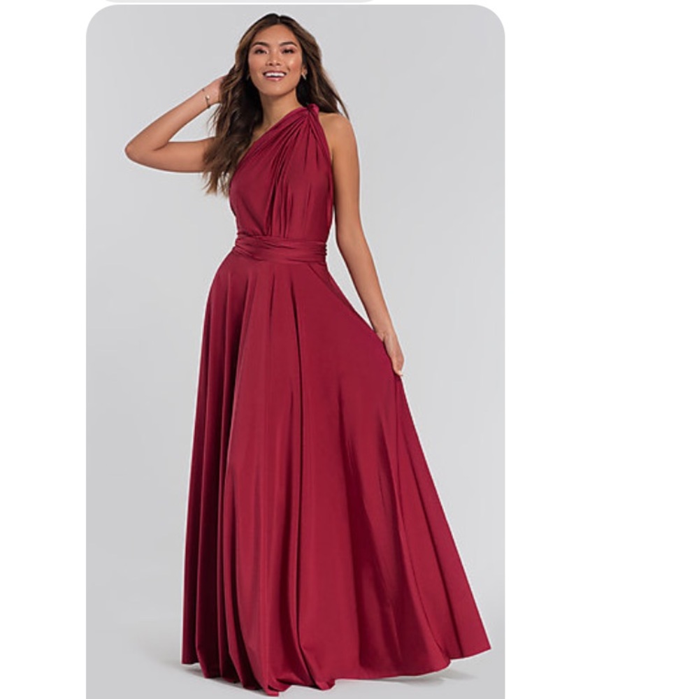 Kleinfeld Bridesmaid Convertible Bodice Dress (Merlot/ Burgundy color)